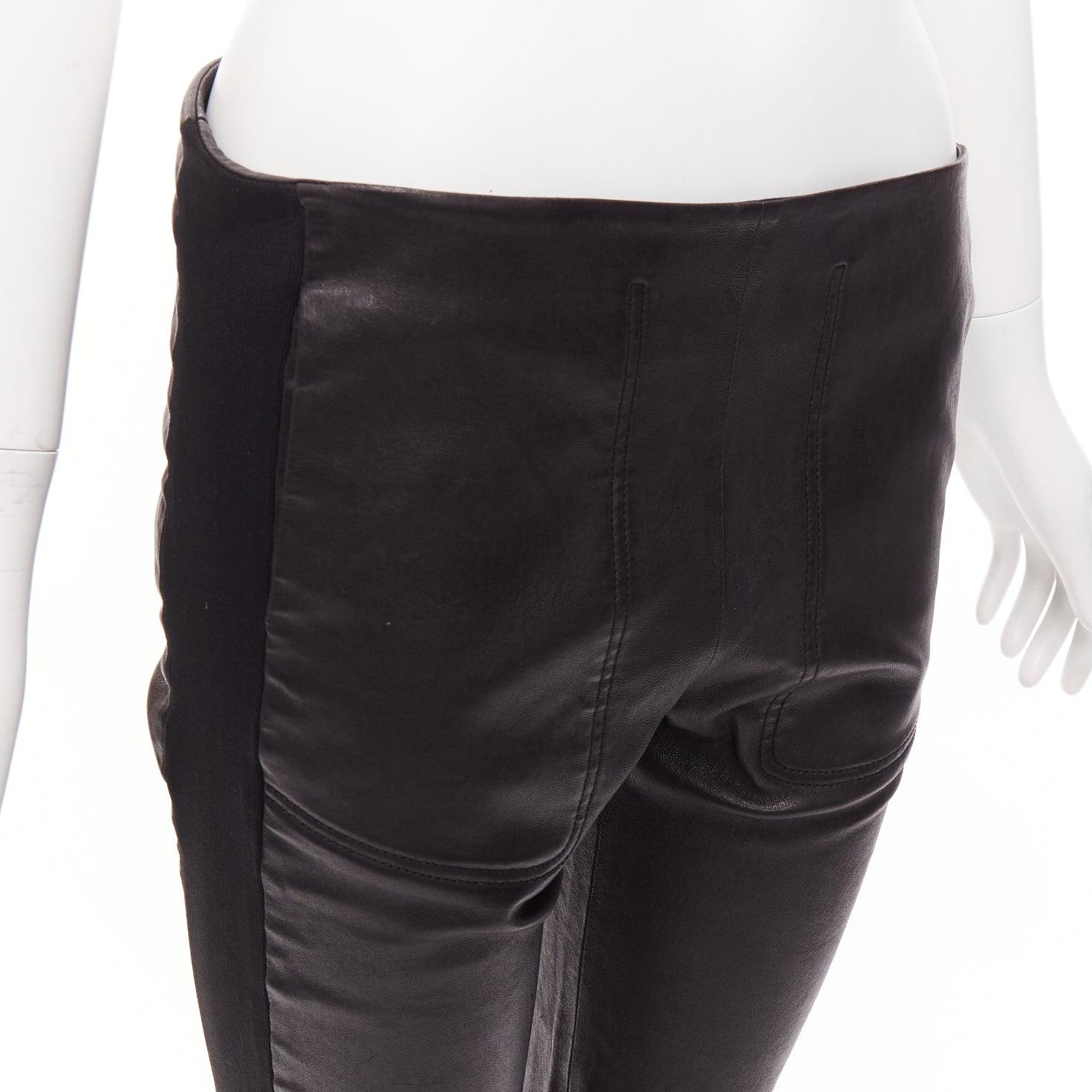 BALENCIAGA LEATHER 2011 black lambskin blend moto cuffed pants FR40 L
Reference: CNPG/A00055
Brand: Balenciaga
Designer: Nicolas Ghesquiere
Collection: Leather 2011
Material: Leather, Fabric
Color: Black
Pattern: Solid
Closure: Zip
Lining: Black