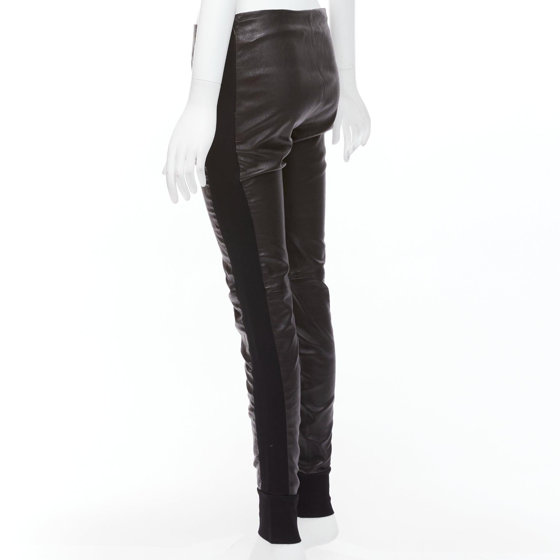 Balenciaga LEATHER 2011 pantaloni con risvolto in misto pelle d'agnello nera FR40 L. in vendita 1