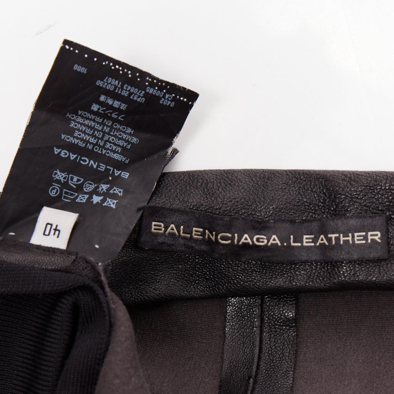 Balenciaga LEATHER 2011 pantaloni con risvolto in misto pelle d'agnello nera FR40 L. in vendita 3