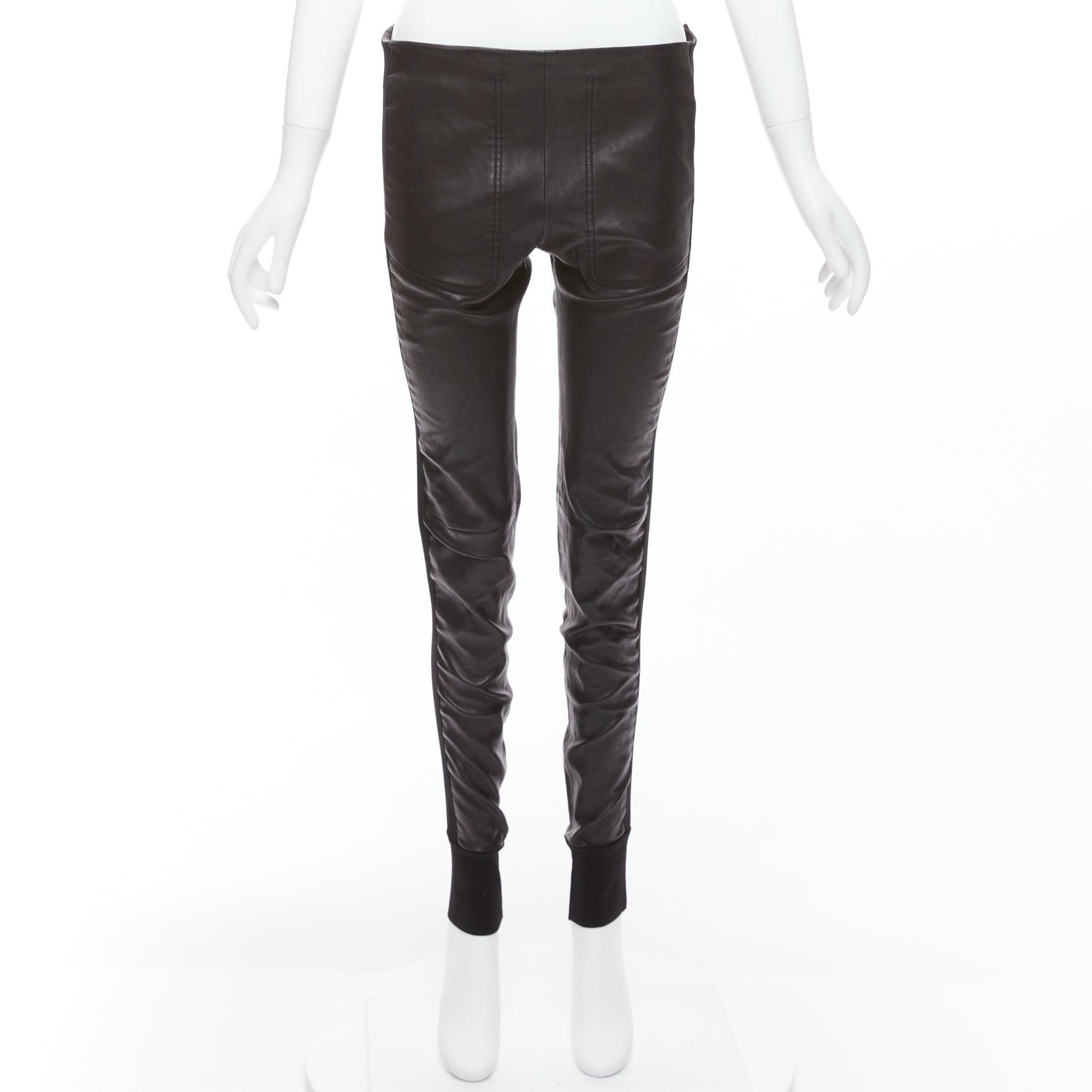 Balenciaga LEATHER 2011 pantaloni con risvolto in misto pelle d'agnello nera FR40 L. in vendita 4