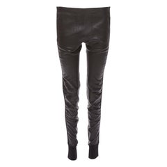 BALENCIAGA LEATHER 2011 pantalon moto à revers en agneau mélangé noir FR40 L