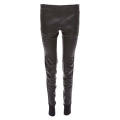 BALENCIAGA LEATHER 2011 schwarz Lammfellmischung moto Hose mit Bündchen FR40 L