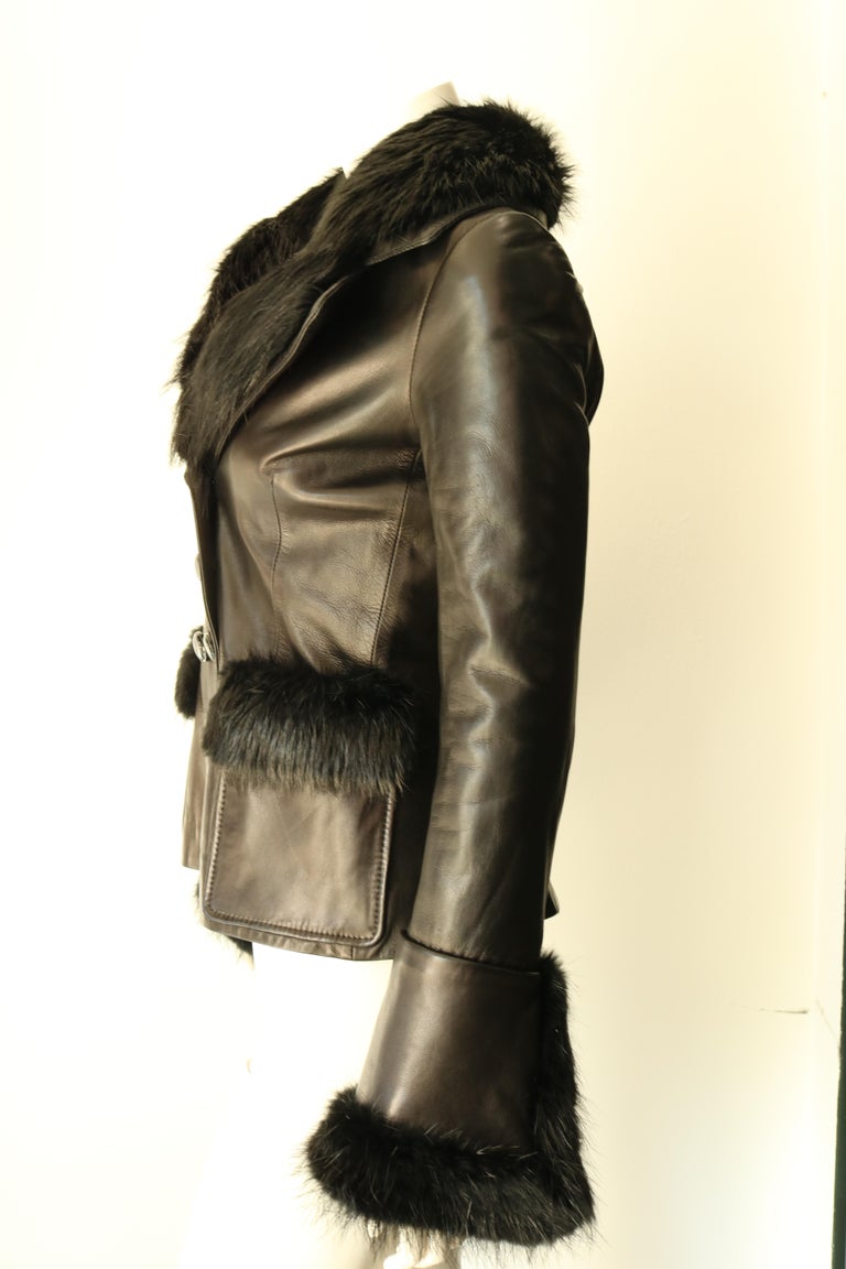 Balenciaga Leather and Beaver Fur Jacket at 1stDibs