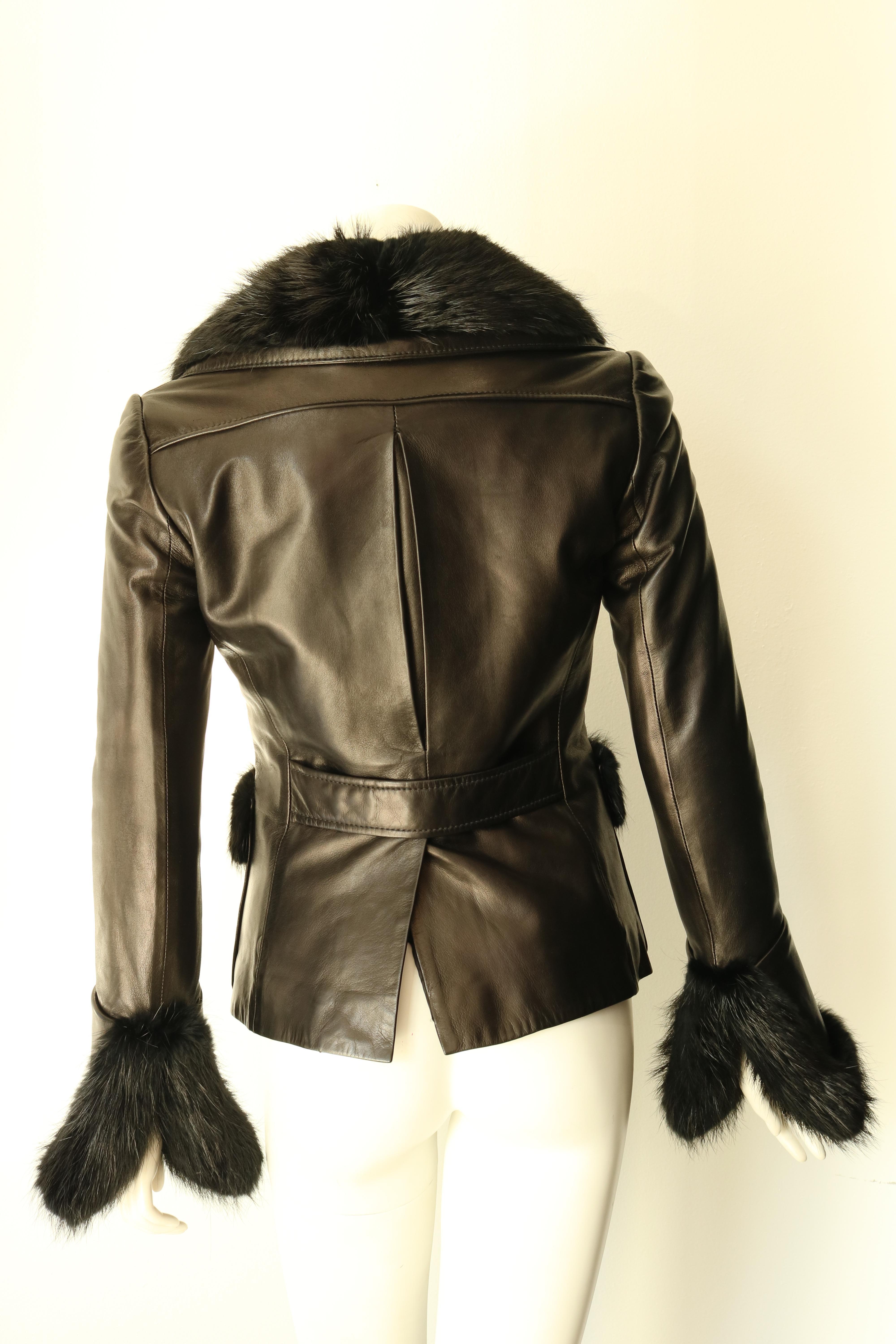 Balenciaga Leather and Beaver Fur Jacket  In Excellent Condition In Thousand Oaks, CA