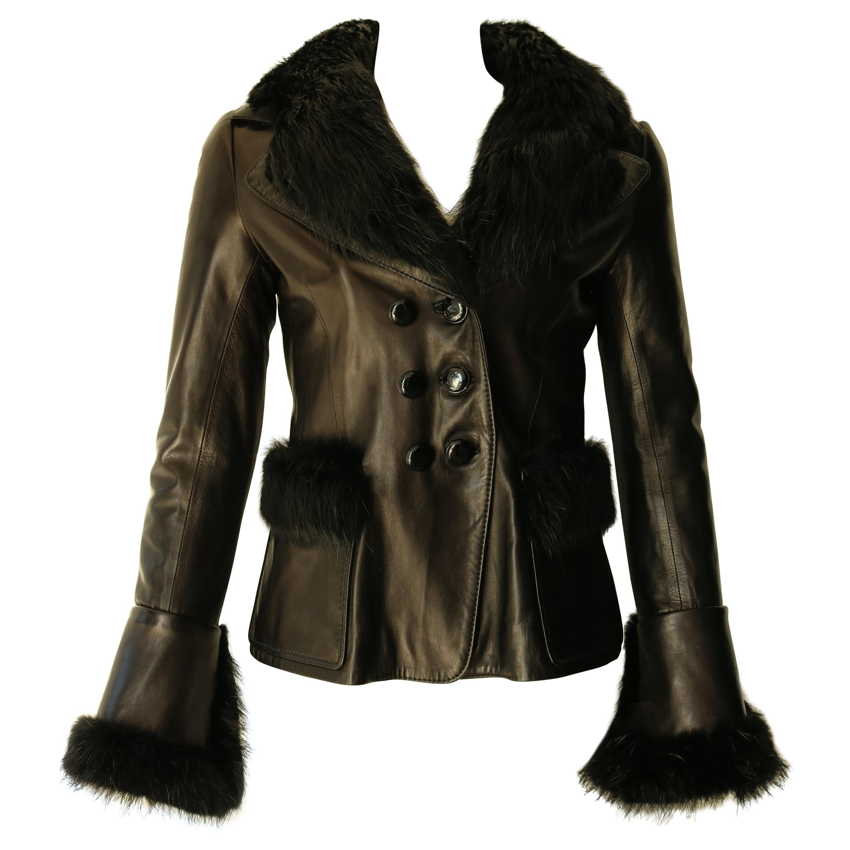 Balenciaga Leather and Beaver Fur Jacket 