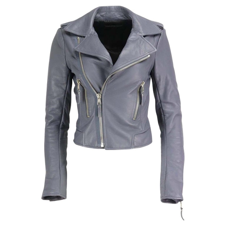Balenciaga Leather Biker Jacket FR 38 UK 10 For Sale at 1stDibs