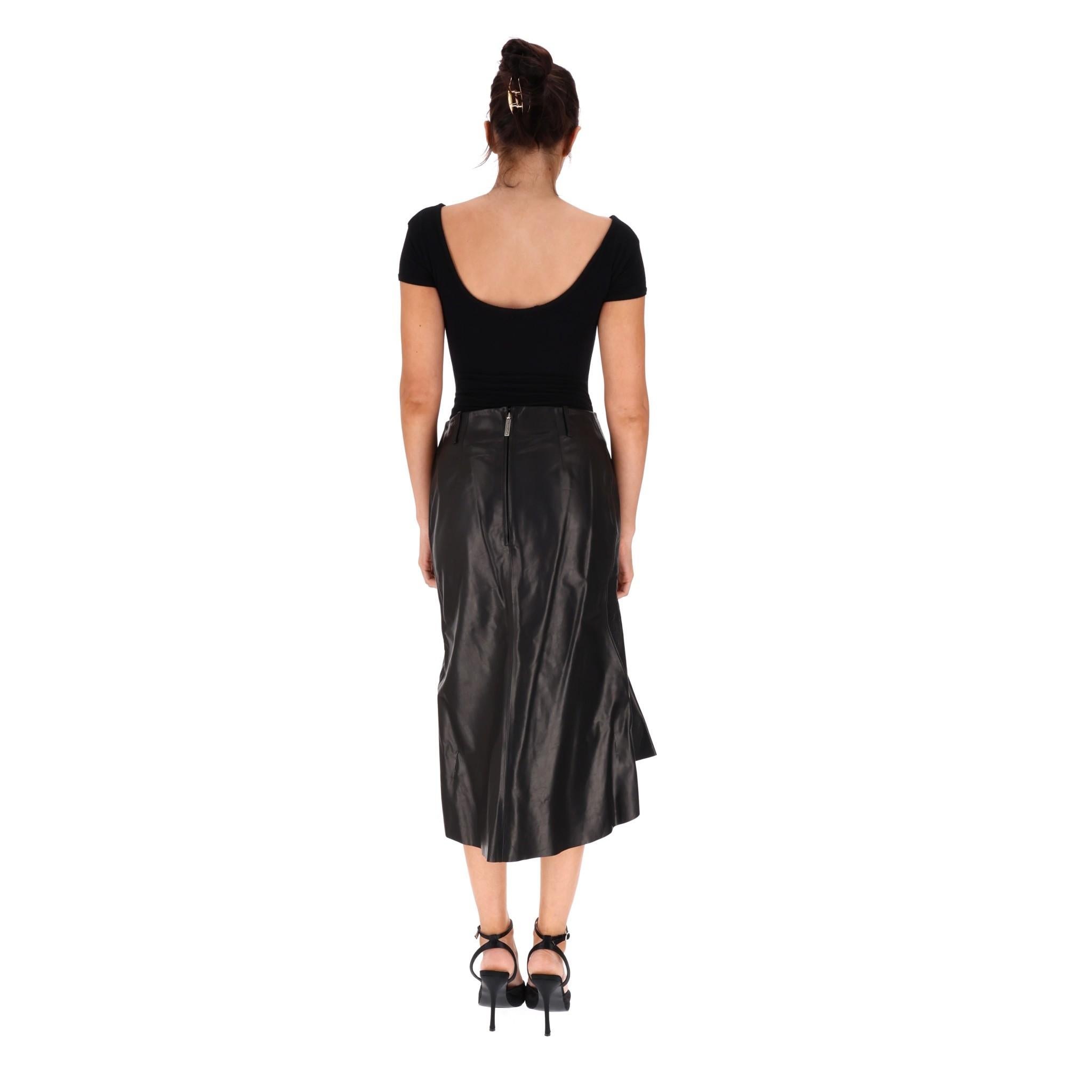 Balenciaga Leather Godet Skirt In Excellent Condition In London, GB