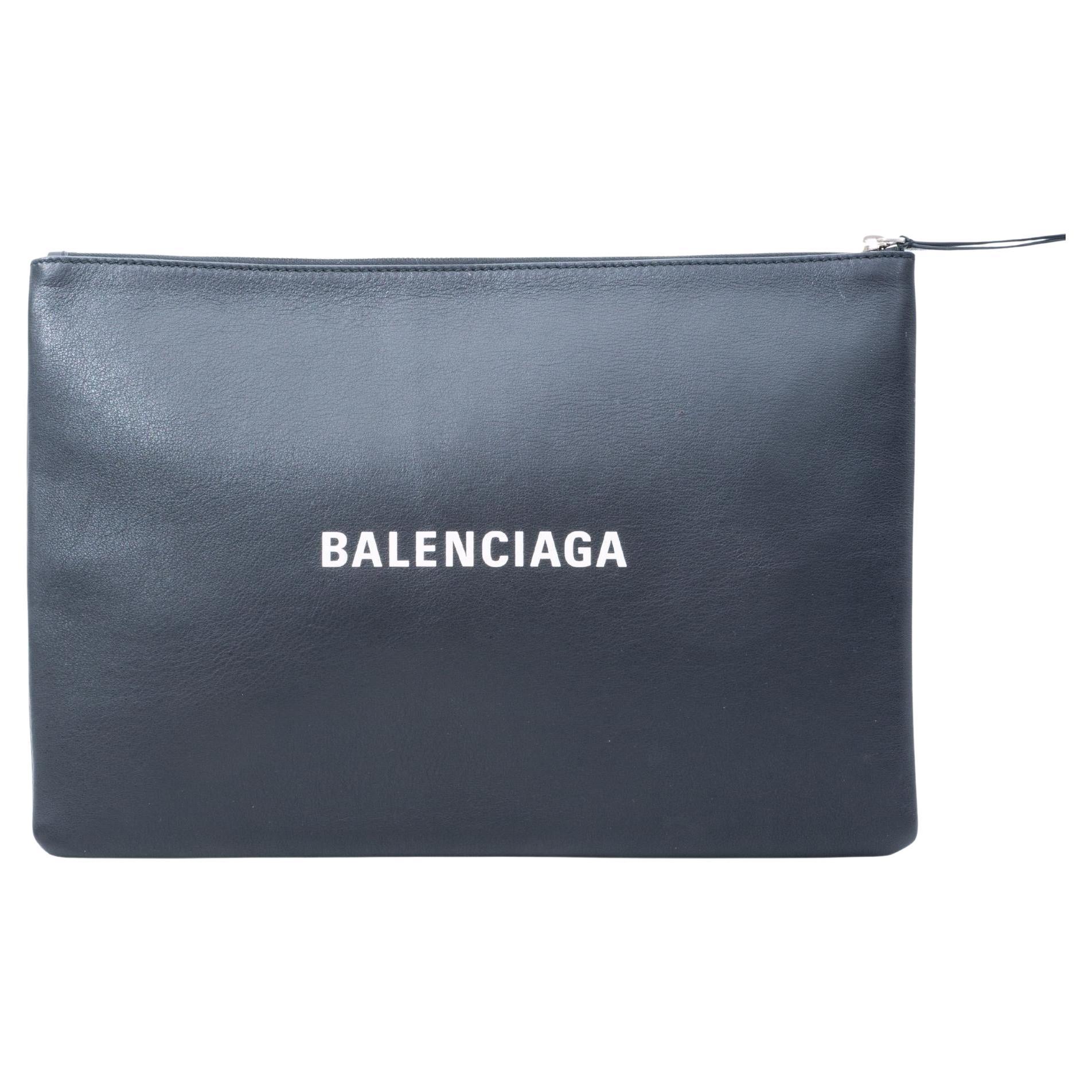 Balenciaga Leather Logo Documents Clutch (485112) For Sale
