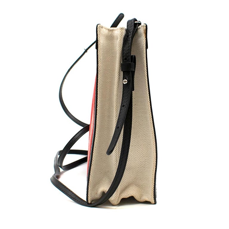 Balenciaga LeatherTrimmed Striped Canvas Shoulder Bag in Red at 1stDibs balenciaga leather