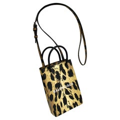 Balenciaga Leopard Print Leather Mini Shopper Tote With Crossbody Strap