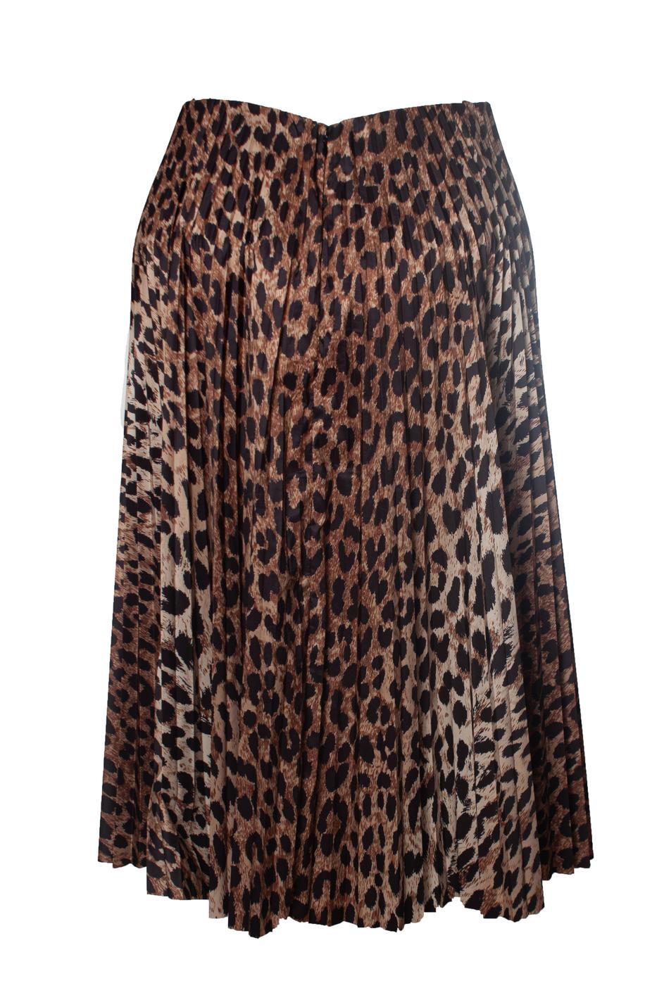 Black Balenciaga, leopard print silk pleated midi skirt For Sale