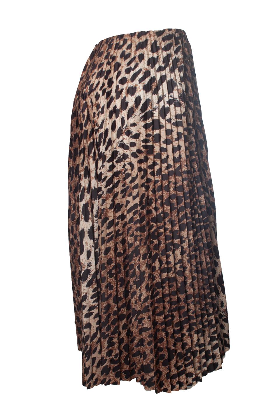 Balenciaga, leopard print silk pleated midi skirt In Excellent Condition For Sale In AMSTERDAM, NL