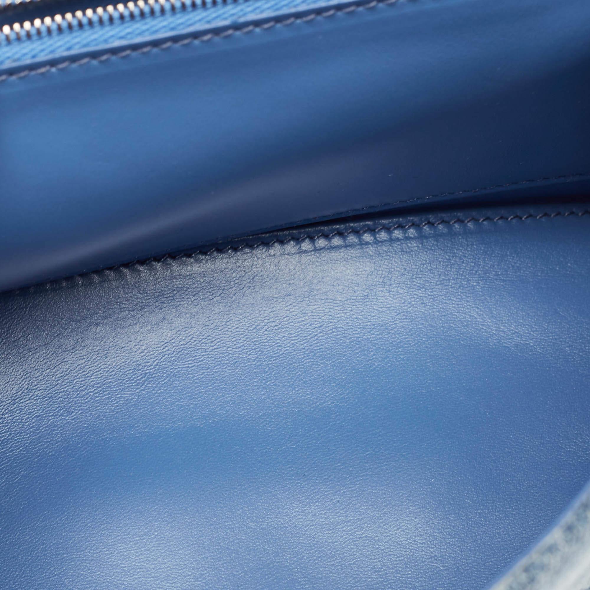 Balenciaga Borsa a manico alto blu chiaro BB Monogram Denim Piccolo Clessidra in vendita 2