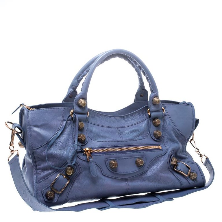 Balenciaga Light Blue Leather GGH Part Time Top Handle Bag For Sale at ...
