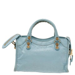 Balenciaga Light Blue Leather Mini Classic City Bag