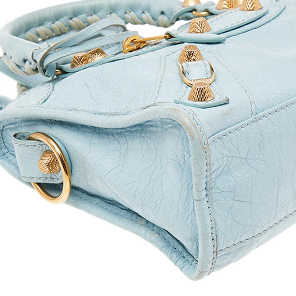 Women's Balenciaga Light Blue Leather Mini Classic City Bag