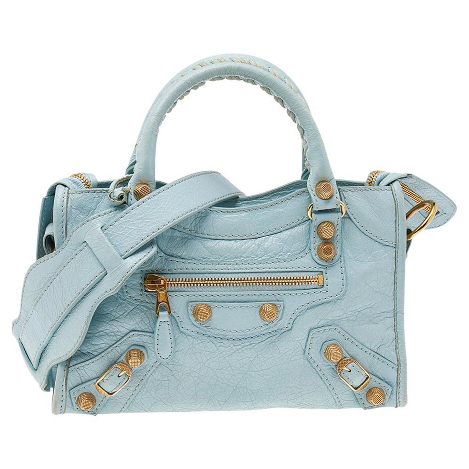 Balenciaga Light Blue Leather Mini Classic City Bag at 1stDibs