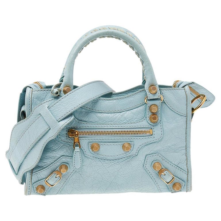 Balenciaga Light Blue Leather Mini Classic City Bag