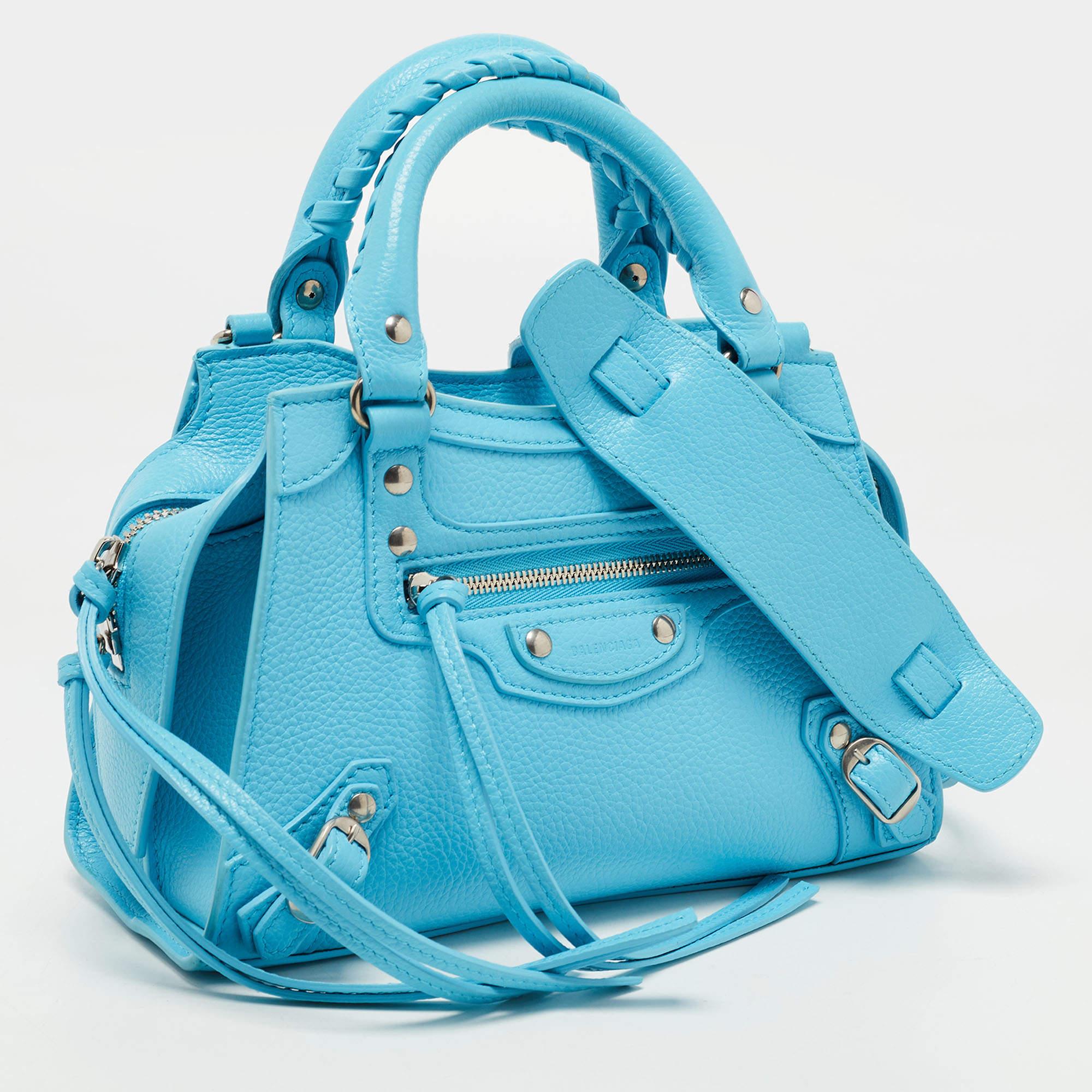 Balenciaga Light Blue Leather Mini Neo Classic Bag In New Condition In Dubai, Al Qouz 2