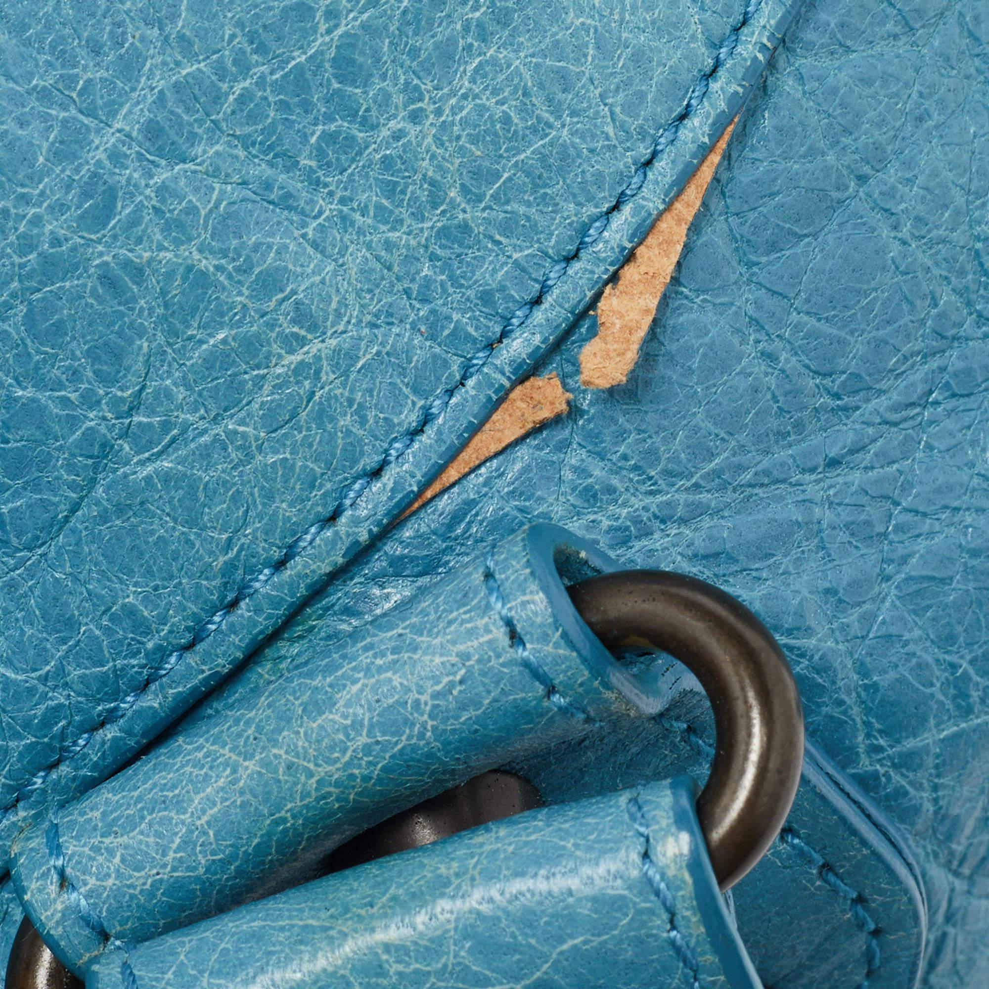 Balenciaga Light Blue Leather RH Work Tote For Sale 6