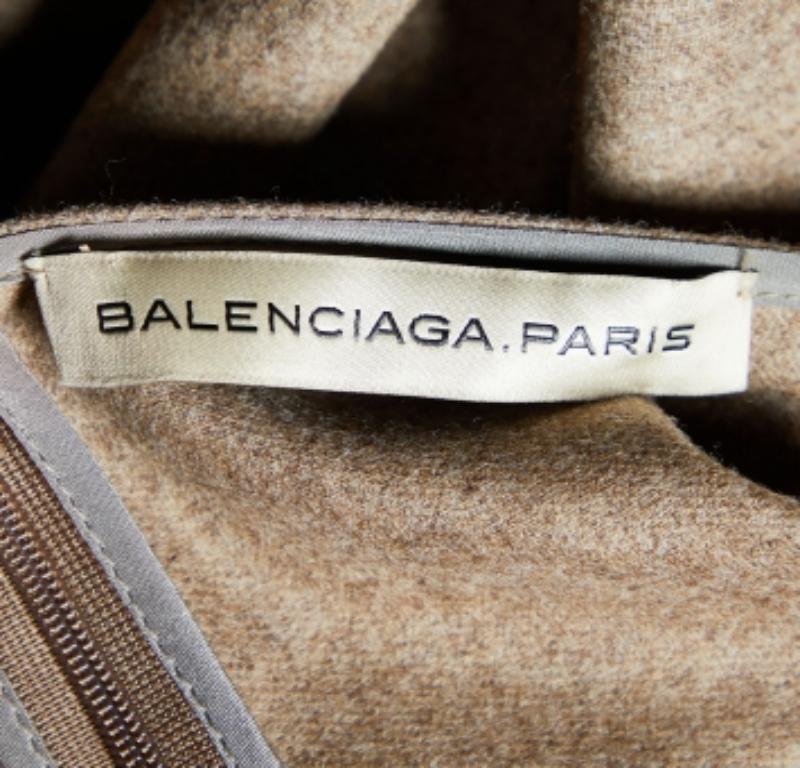 Balenciaga Hellbraunes ärmelloses Midikleid aus Wolle L Damen im Angebot