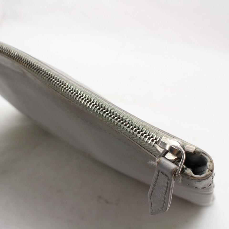 Balenciaga Light Everyday Zip Pouch 868540 Grey Leather Clutch For Sale 4