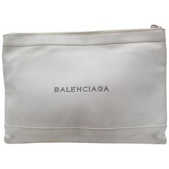 Balenciaga Light Everyday Zip Pouch 868540 Grey Leather Clutch