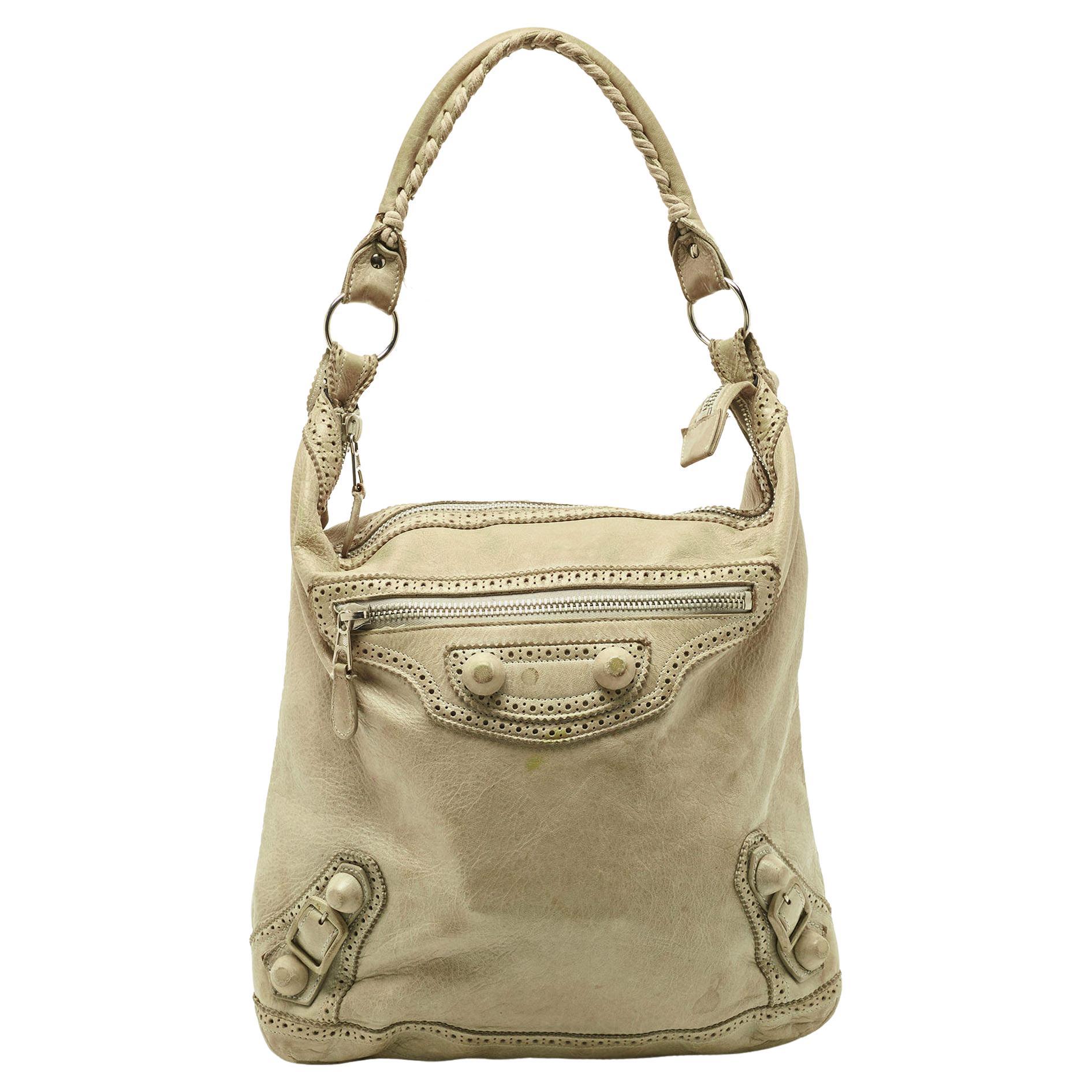 Balenciaga Light Green Leather Giant Covered Brogues Day Hobo For Sale