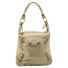 Balenciaga Light Green Leather Giant Covered Brogues Day Hobo