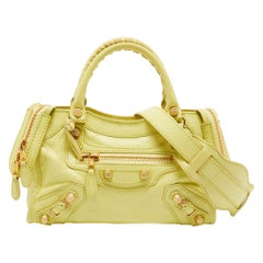 Balenciaga Light Green Leather Mini Classic City Tote