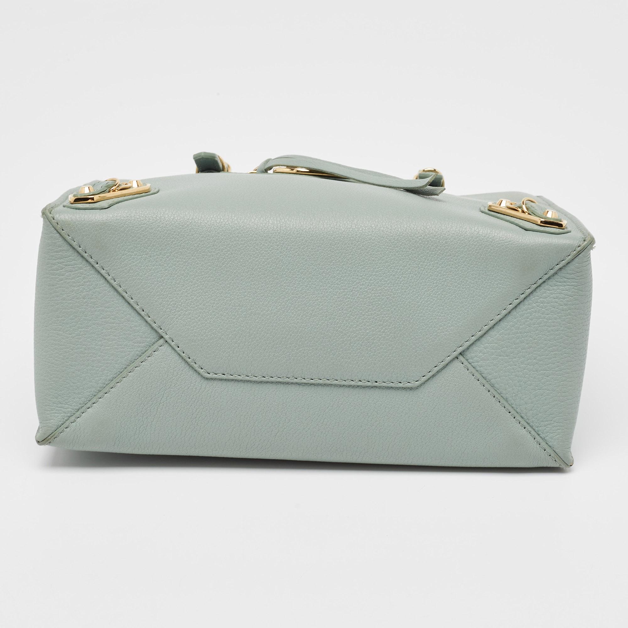 Balenciaga Light Green Leather Mini Papier A4 Tote 4
