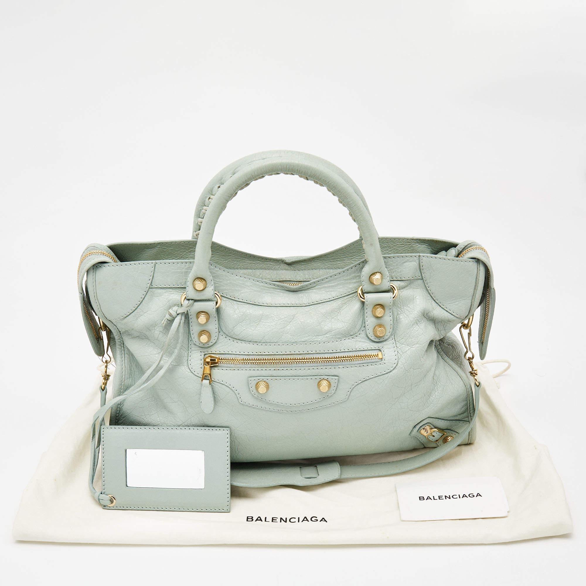 Balenciaga Light Green Leather RH City Bag 15