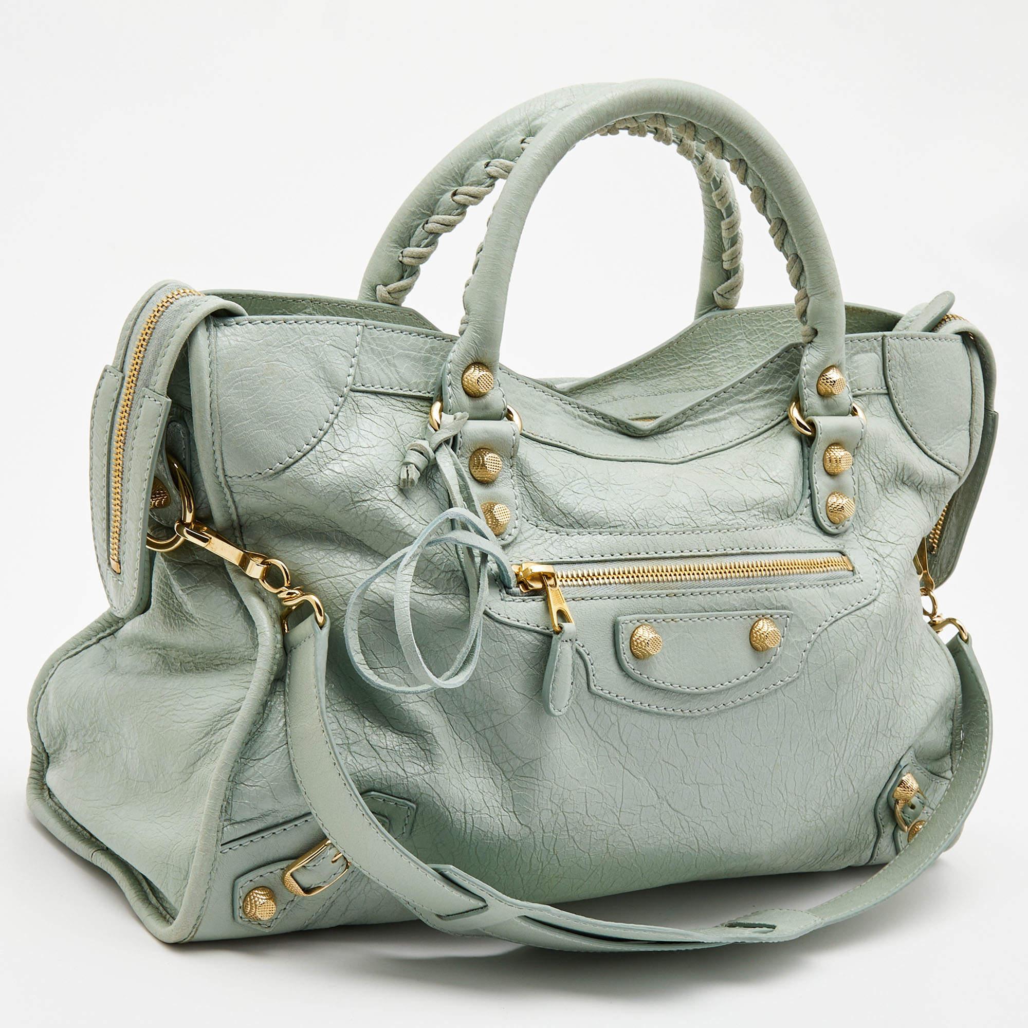 Balenciaga Light Green Leather RH City Bag In Good Condition In Dubai, Al Qouz 2