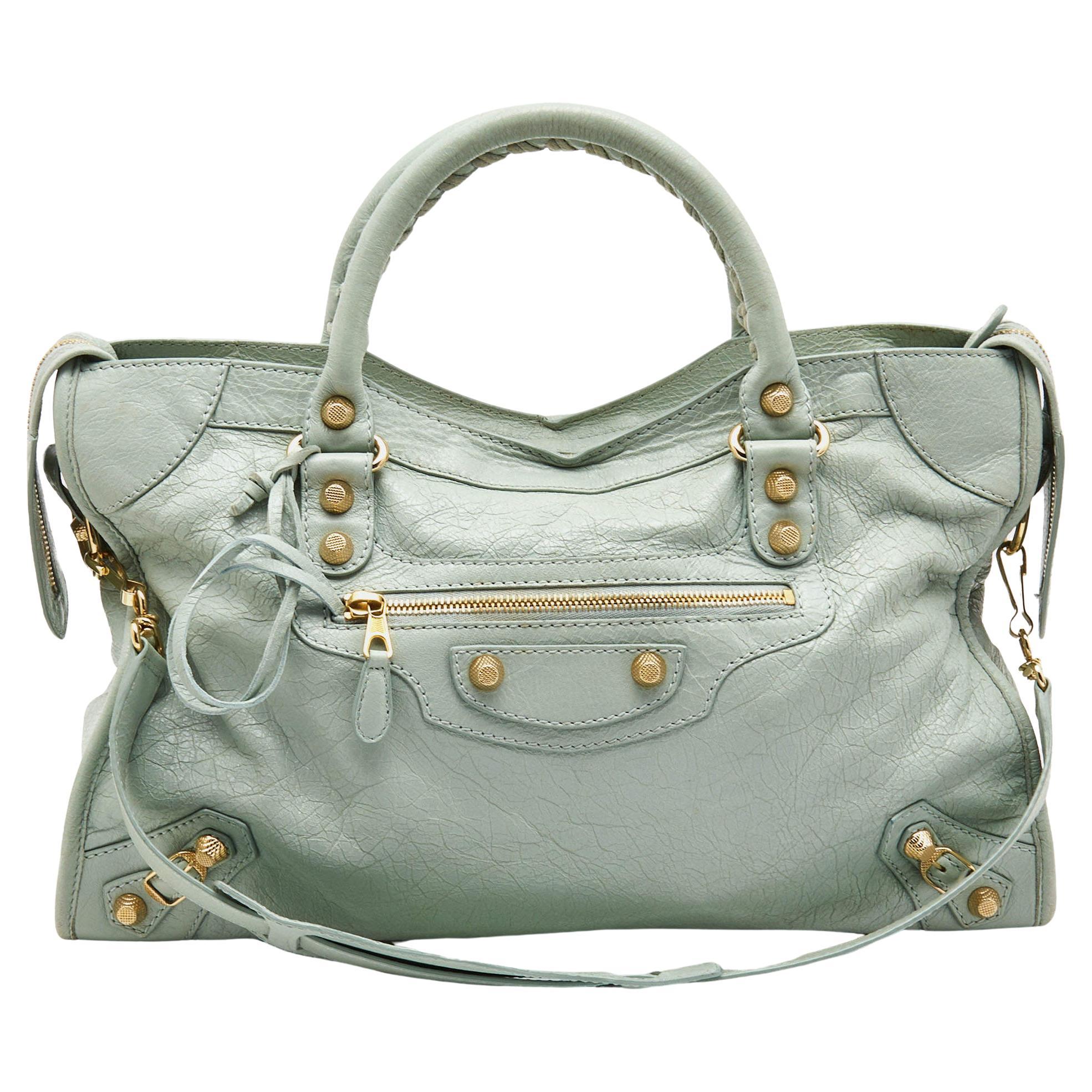 Balenciaga Light Green Leather RH City Bag