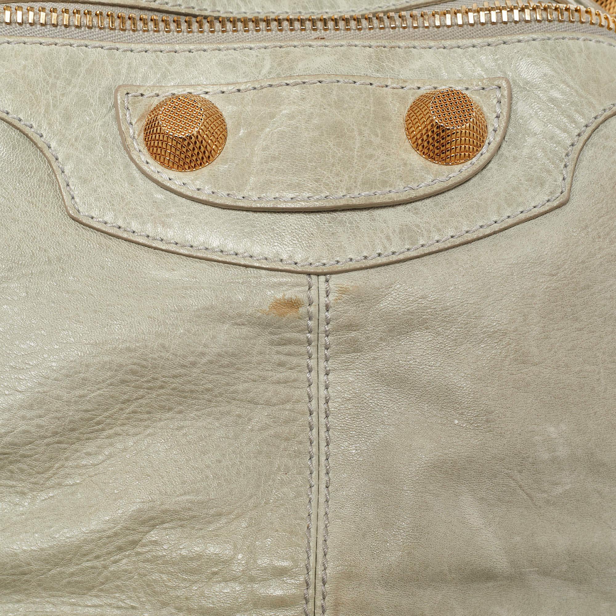 Women's Balenciaga Light Grey Leather GGH Pompon Hobo For Sale
