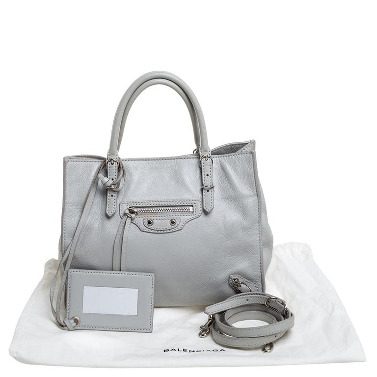Papier leather tote Balenciaga Grey in Leather - 26487590