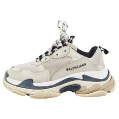 Balenciaga Light Grey Mesh and Leather Triple S Sneakers Size 38