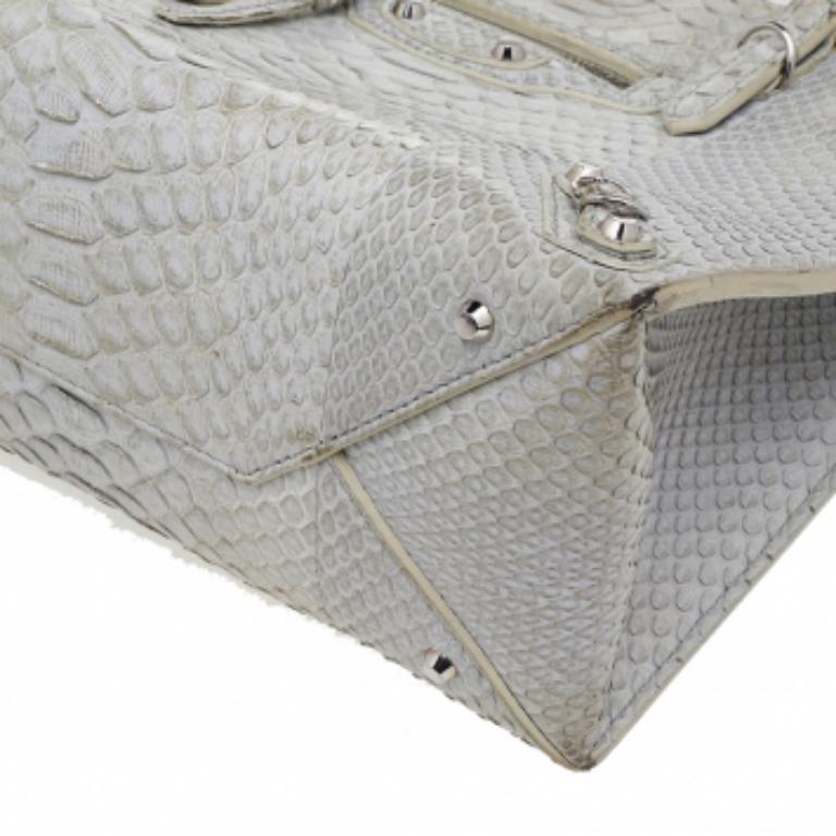 Balenciaga Light Grey Python Leather Papier A6 Tote 5