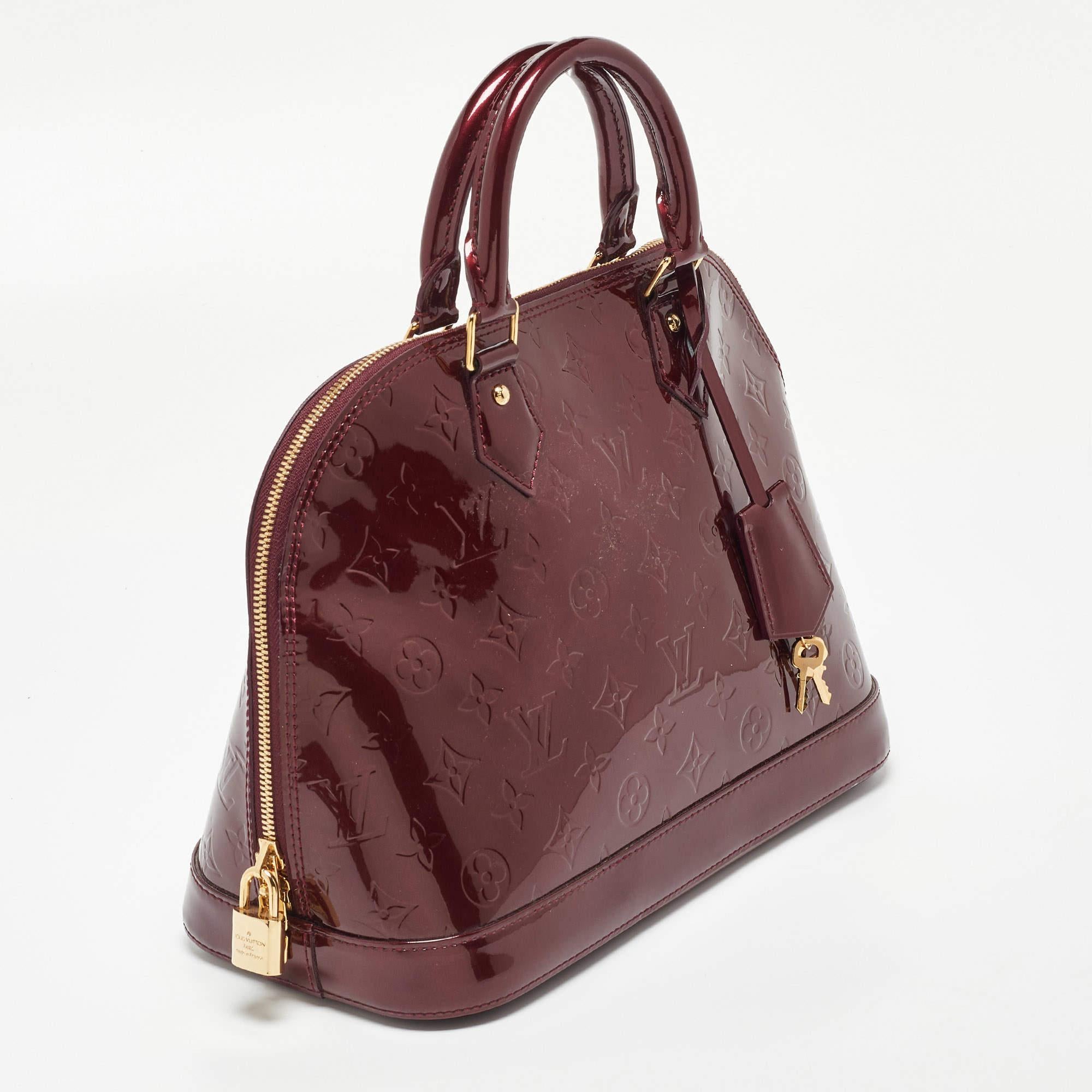 Louis Vuitton Amarante Monogram Vernis Alma PM Bag 6