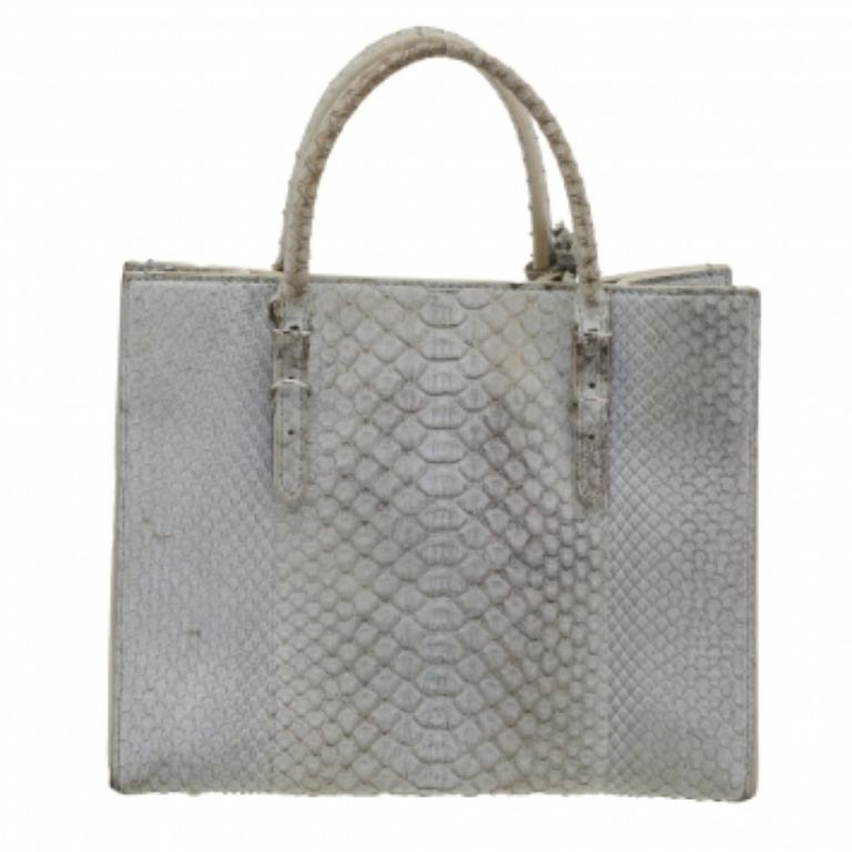 Gray Balenciaga Light Grey Python Leather Papier A6 Tote