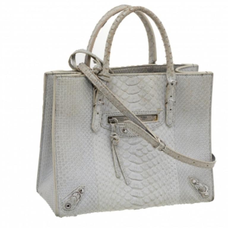 Balenciaga Light Grey Python Leather Papier A6 Tote 1