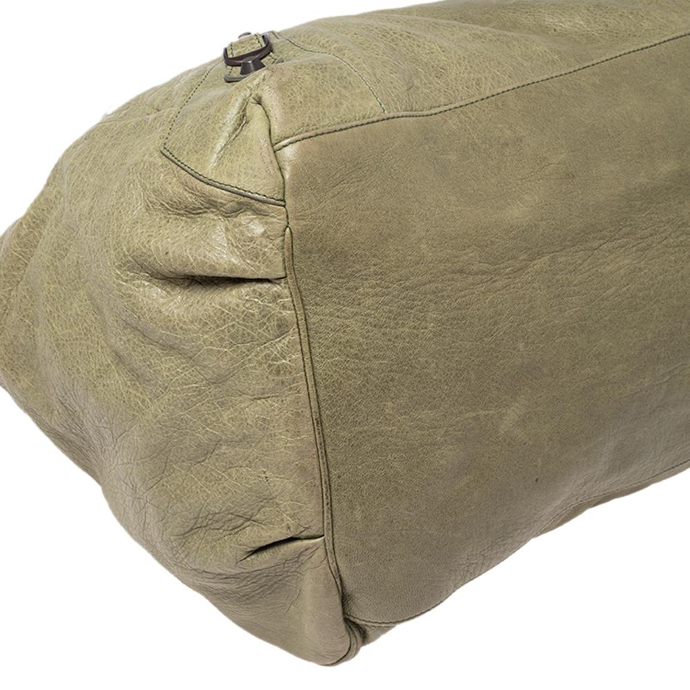 Brown Balenciaga Light Olive Leather Motorcycle City Bag