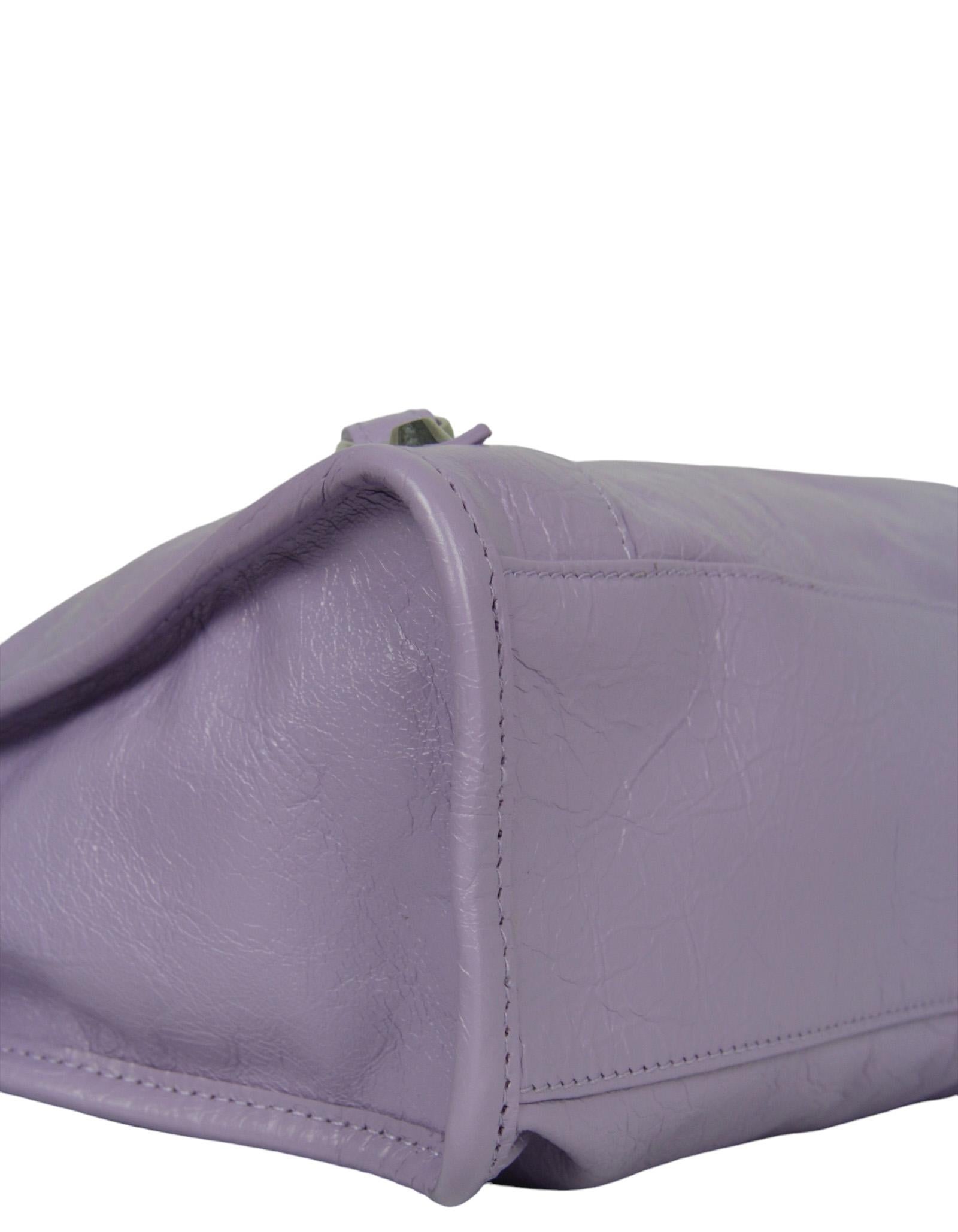 Balenciaga Fliederfarbenes Lammfell Leder Kleine Le City Crossbody Tasche Damen