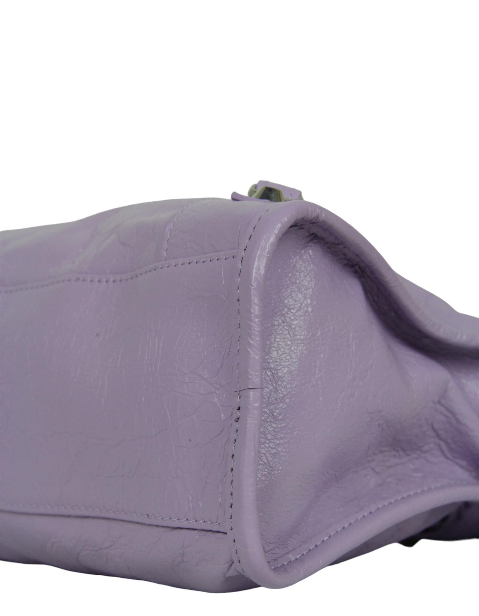 Balenciaga Fliederfarbenes Lammfell Leder Kleine Le City Crossbody Tasche 1