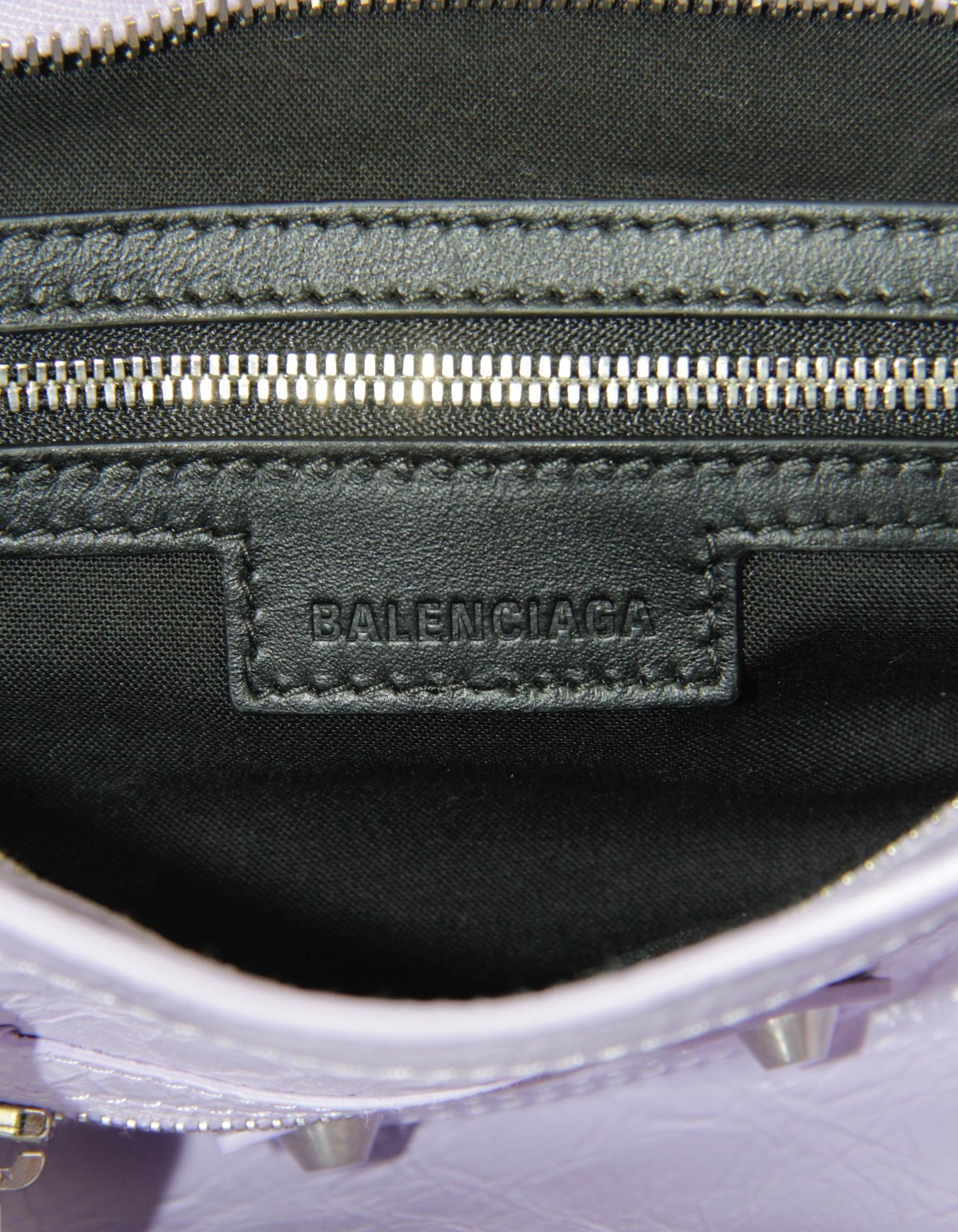 Balenciaga Fliederfarbenes Lammfell Leder Kleine Le City Crossbody Tasche 4