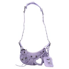 Used Balenciaga Lilac Le Cagole Croc Effect Leather Ladies Shoulder Bag