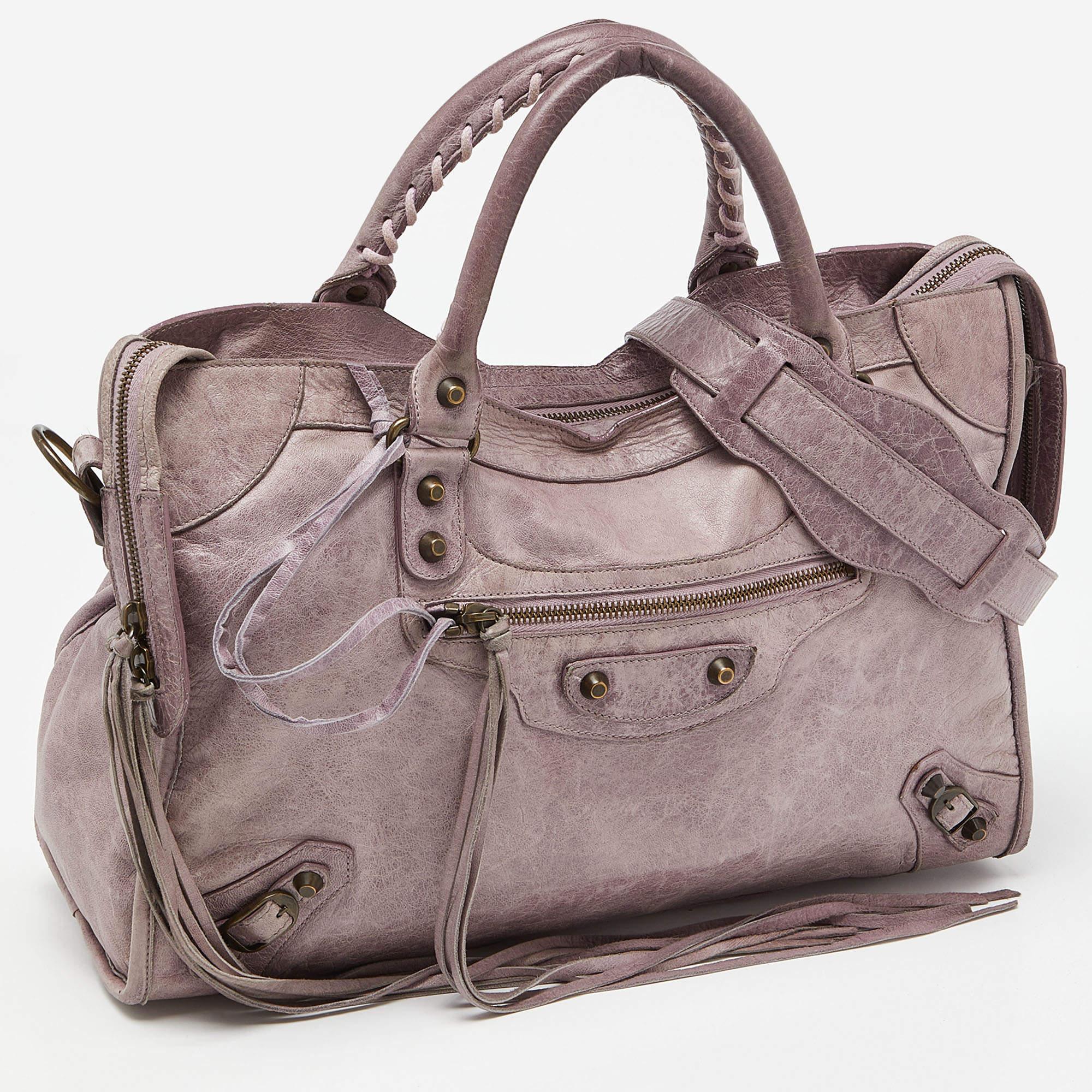 Women's Balenciaga Lilac Leather Motor City Bag For Sale