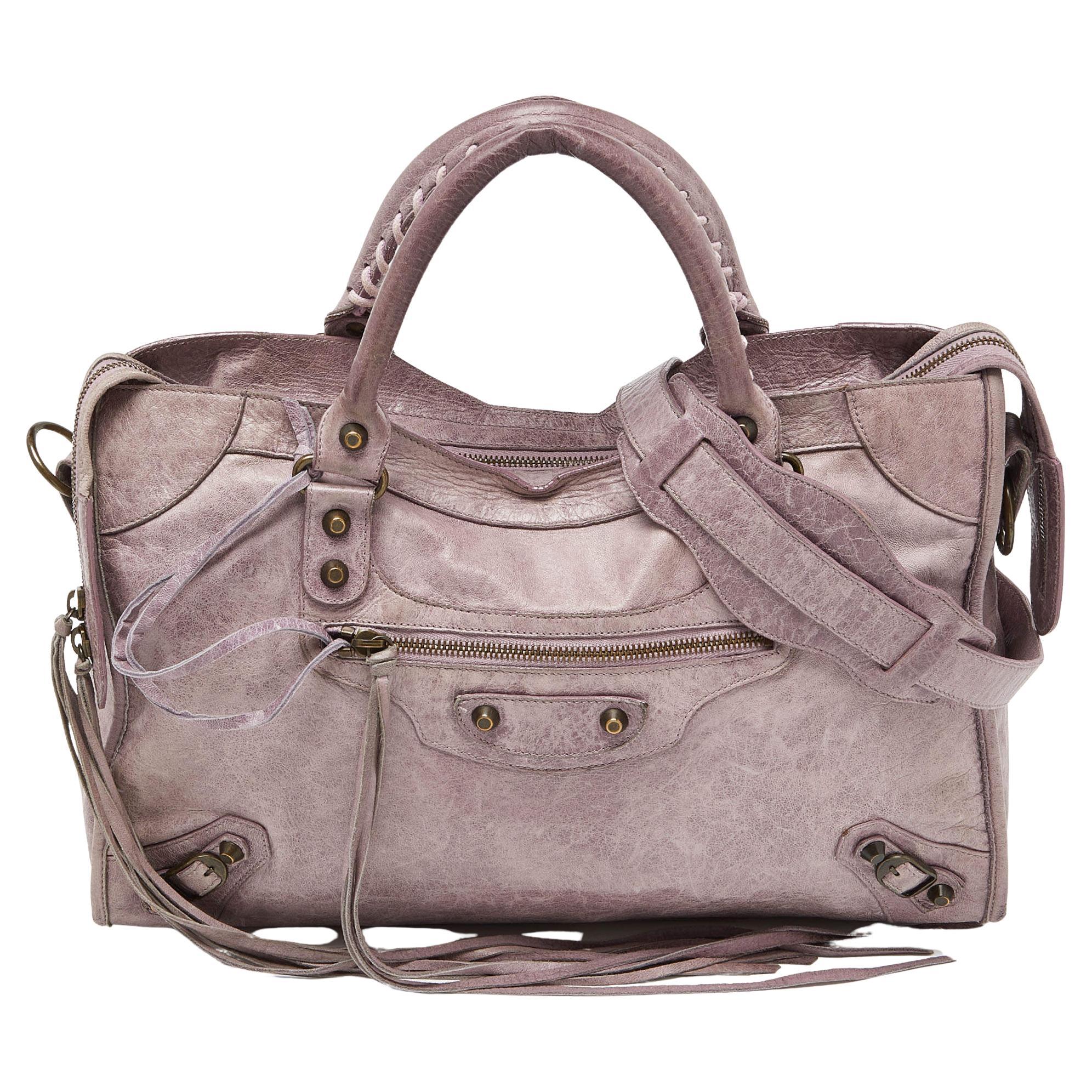 Balenciaga Lilac Leather Motor City Bag For Sale
