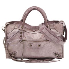 Used Balenciaga Lilac Leather Motor City Bag