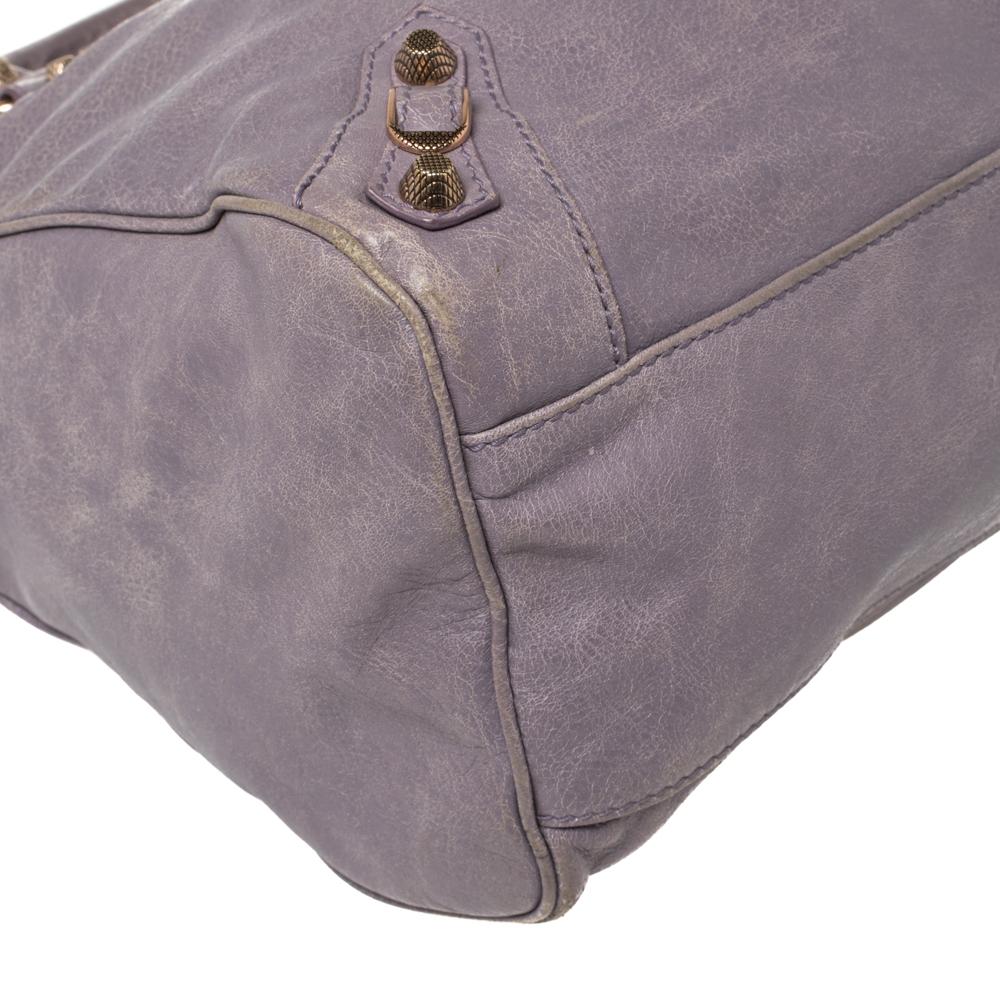Gray Balenciaga Lilac Leather RH Velo Tote
